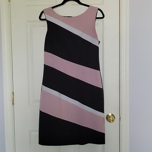 Pink and black sheath dress